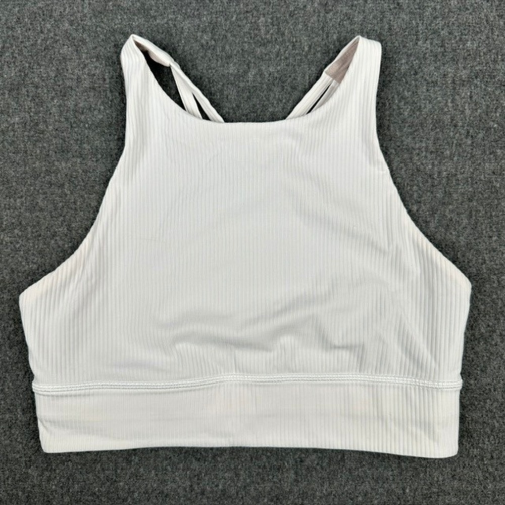 Lululemon Energy Bra High Neck Longline Ribbed White Size 8 W2DS0S
